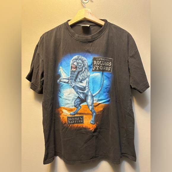 Vintage 90's 1997 The Rolling Stones Bridges To Babylon Tour Concert Band Tshirt - Picture 1 of 6